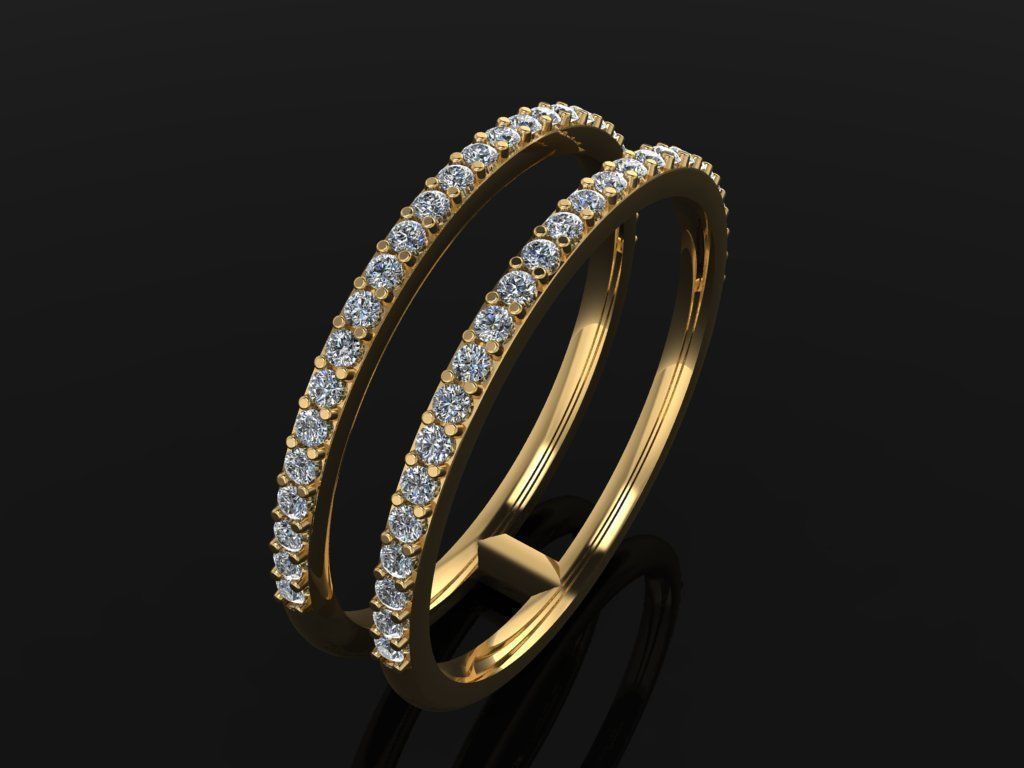 DOUBLE DIAMOND ROW BAND RING SIZE 9 3D print model_3
