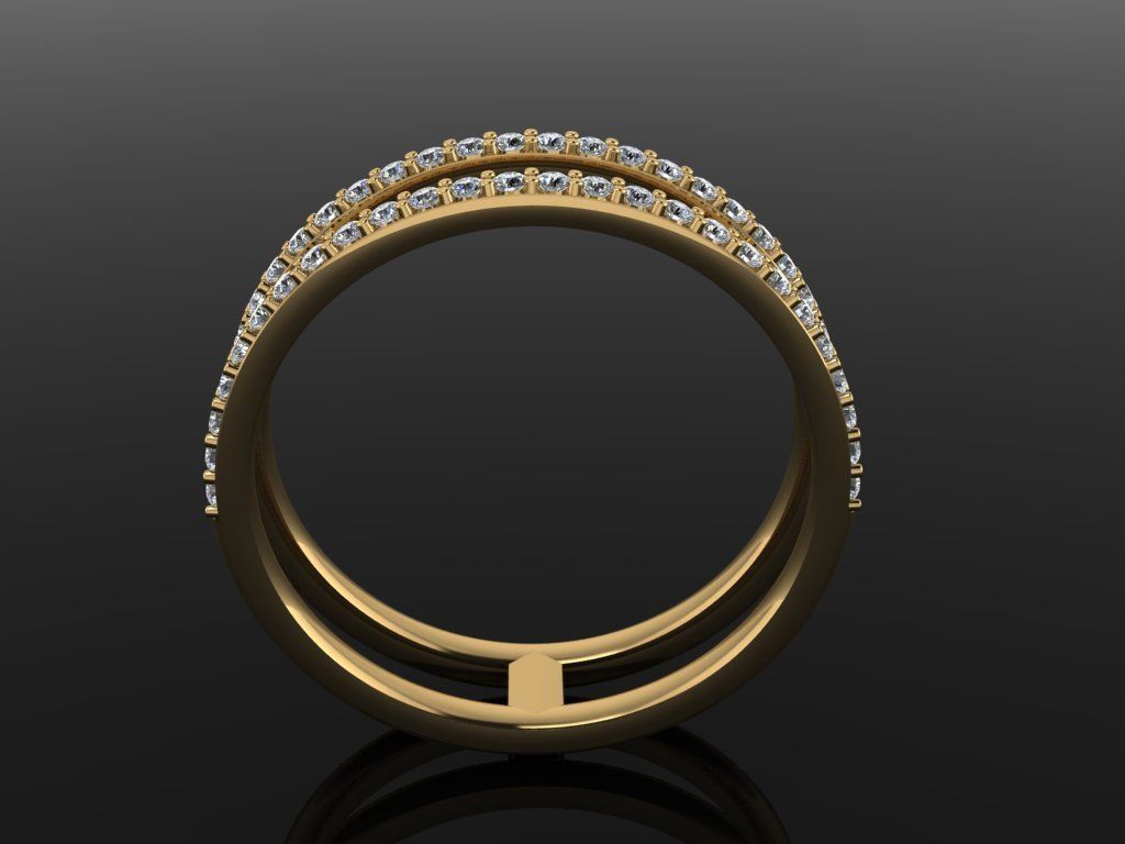 DOUBLE DIAMOND ROW BAND RING SIZE 9 3D print model_4