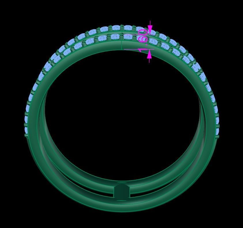 DOUBLE DIAMOND ROW BAND RING SIZE 9 3D print model_8