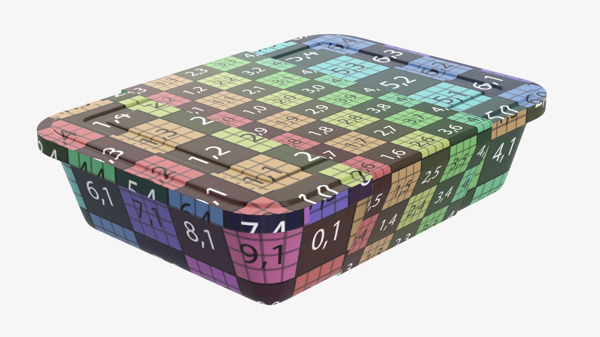 Plastic food container tray box with label mockup 05 3D model_13