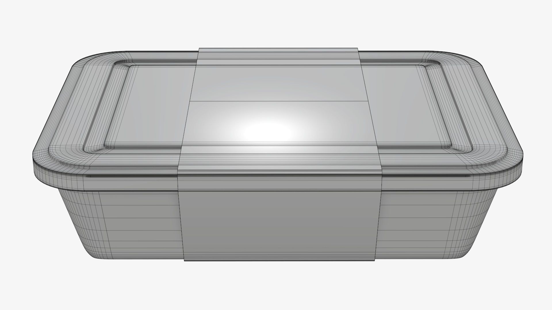 Plastic food container tray box with label mockup 05 3D model_9