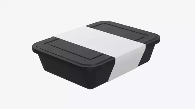 Plastic food container tray box with label mockup 05
