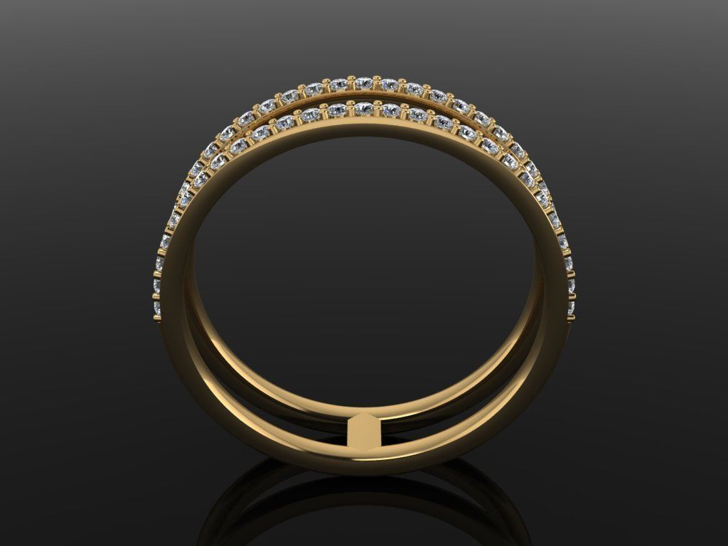 DOUBLE DIAMOND ROW BAND RING SIZE 10 3D print model_3