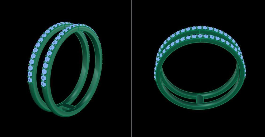 DOUBLE DIAMOND ROW BAND RING SIZE 10 3D print model_11