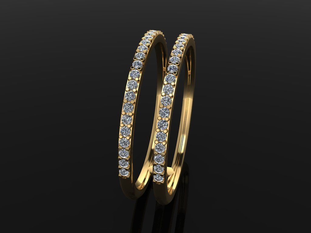 DOUBLE DIAMOND ROW BAND RING SIZE 10 3D print model_4