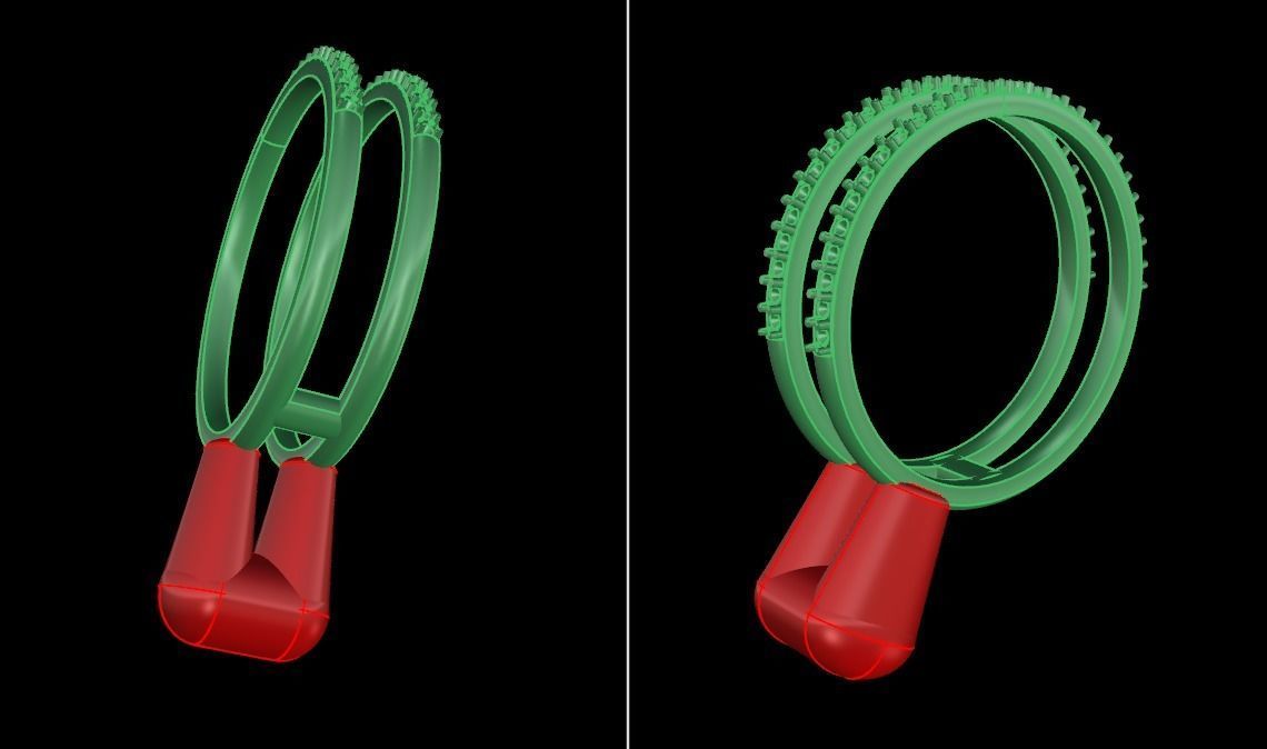 DOUBLE DIAMOND ROW BAND RING SIZE 10 3D print model_10