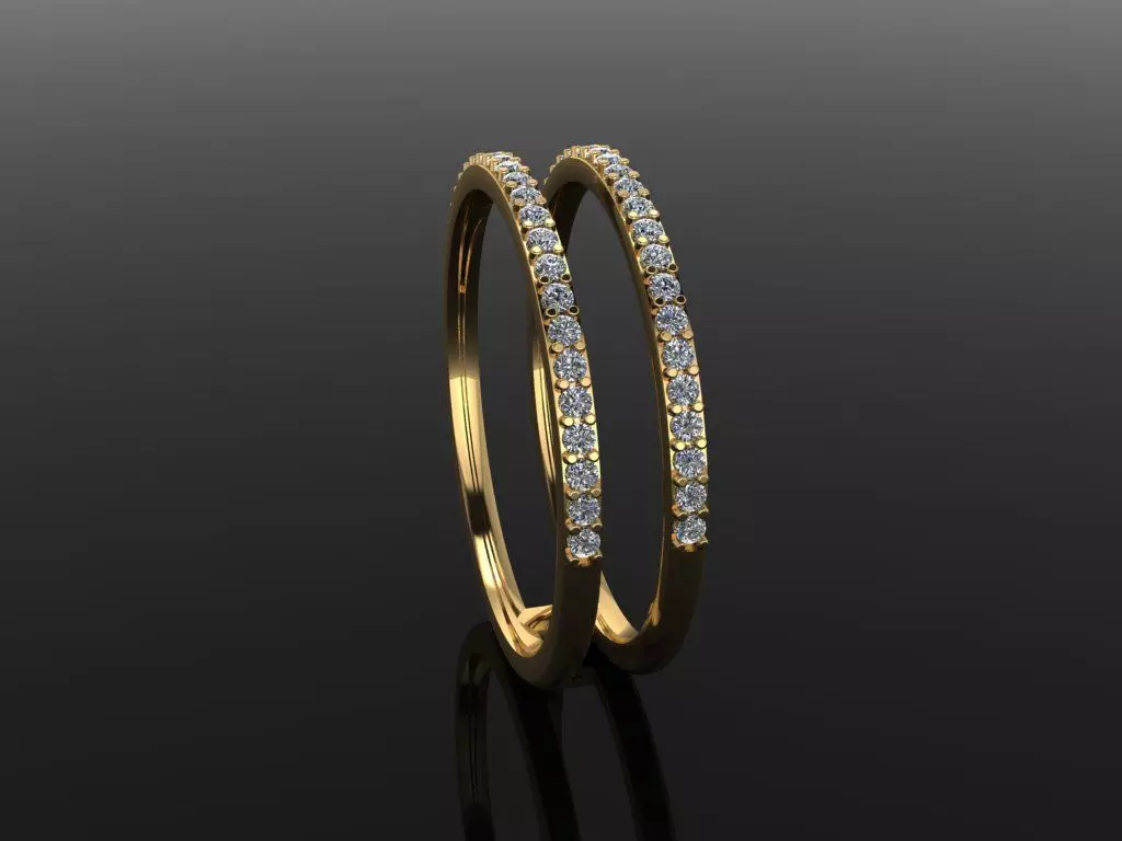 DOUBLE DIAMOND ROW BAND RING SIZE 10 3D print model_0