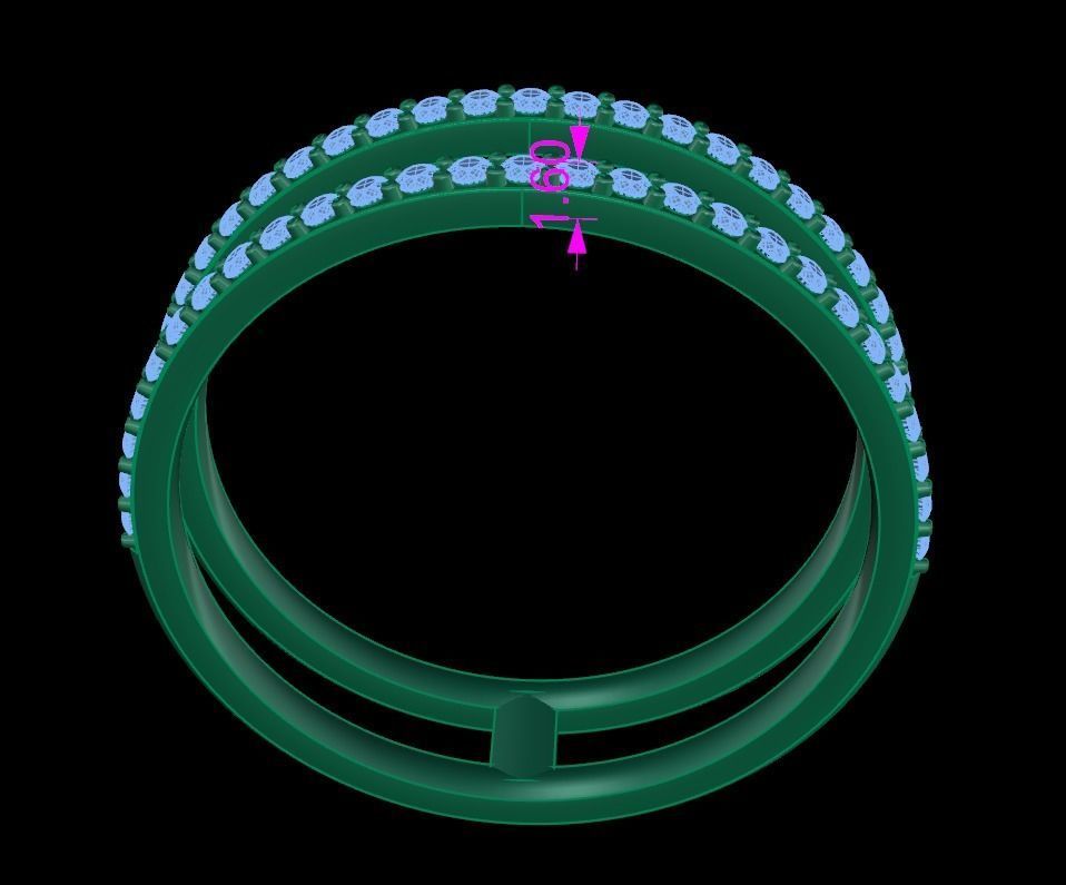 DOUBLE DIAMOND ROW BAND RING SIZE 10 3D print model_9