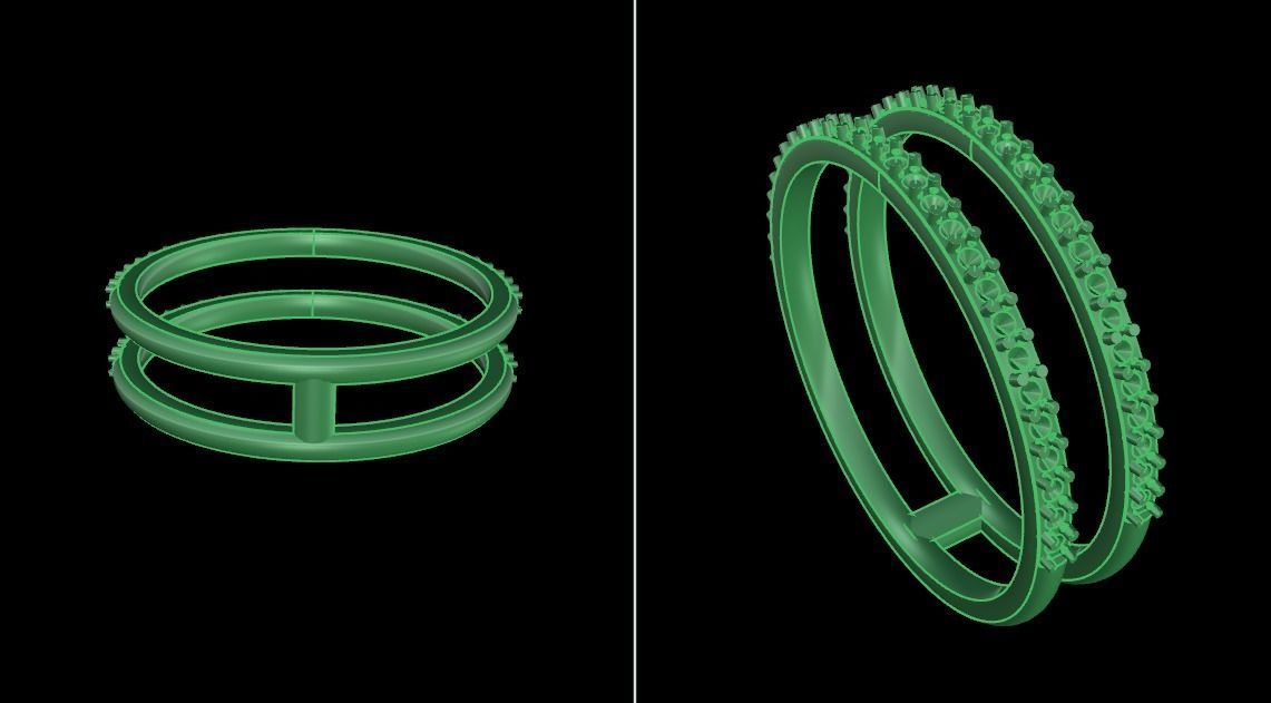 DOUBLE DIAMOND ROW BAND RING SIZE 10 3D print model_12