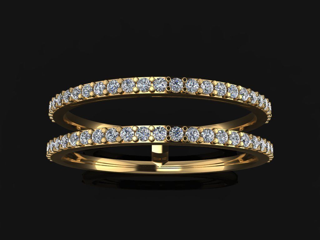 DOUBLE DIAMOND ROW BAND RING SIZE 10 3D print model_2