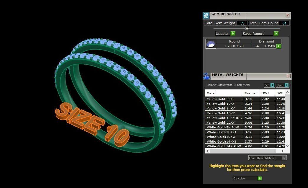 DOUBLE DIAMOND ROW BAND RING SIZE 10 3D print model_7