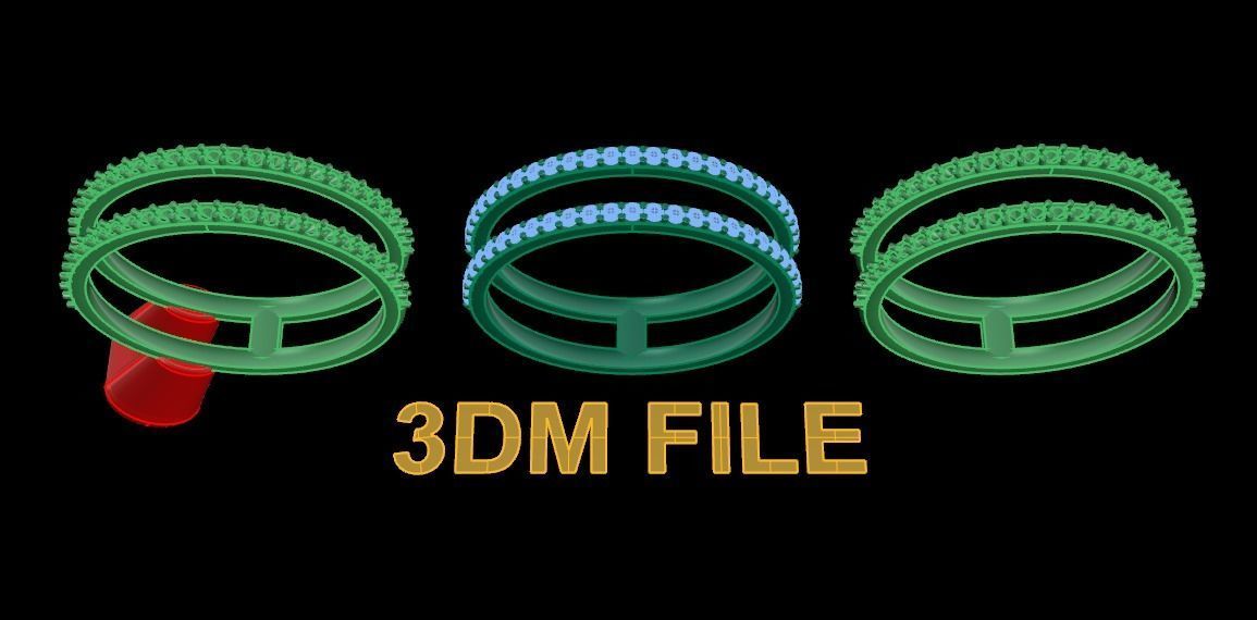 DOUBLE DIAMOND ROW BAND RING SIZE 10 3D print model_6