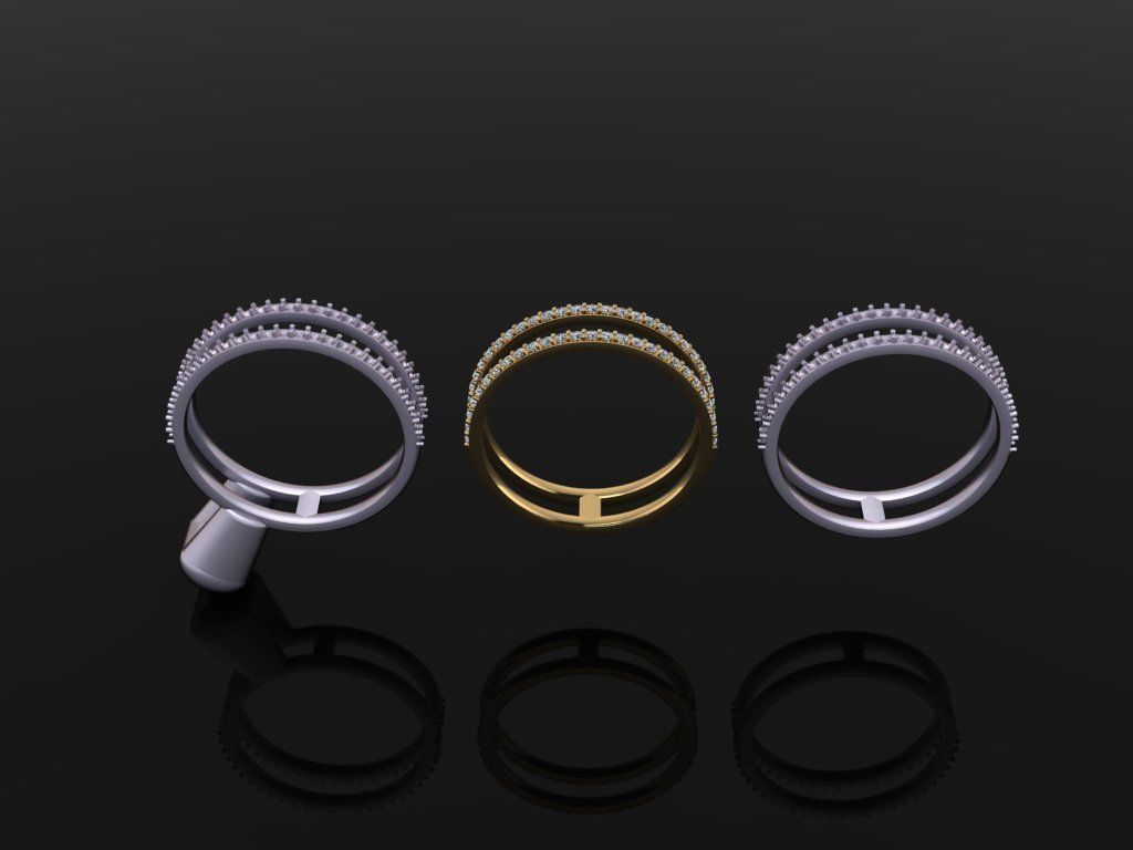 DOUBLE DIAMOND ROW BAND RING SIZE 10 3D print model_1