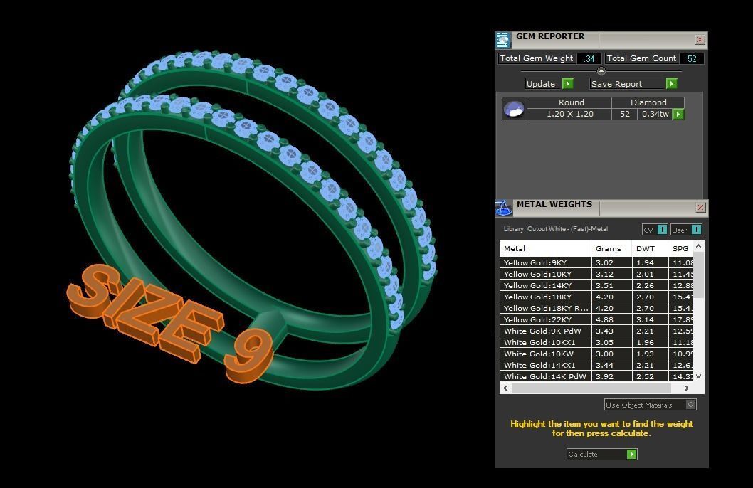 DOUBLE DIAMOND ROW BAND RING MIX SIZE 4 5 6 7 8 9 10 3D print model_14