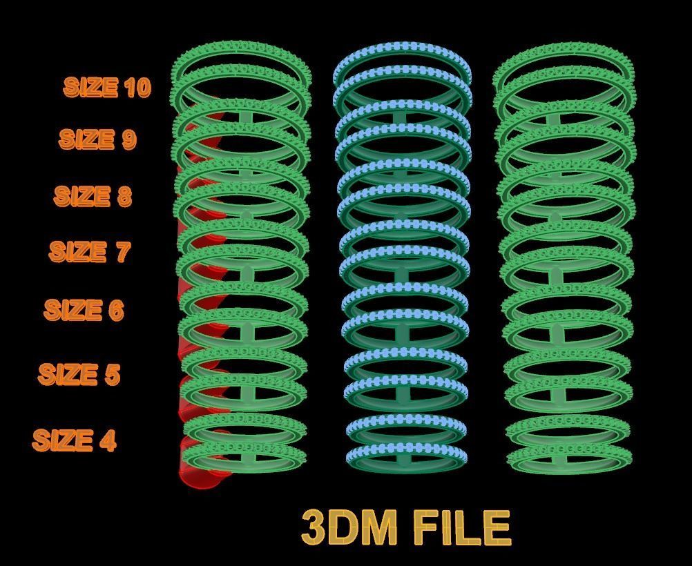 DOUBLE DIAMOND ROW BAND RING MIX SIZE 4 5 6 7 8 9 10 3D print model_8