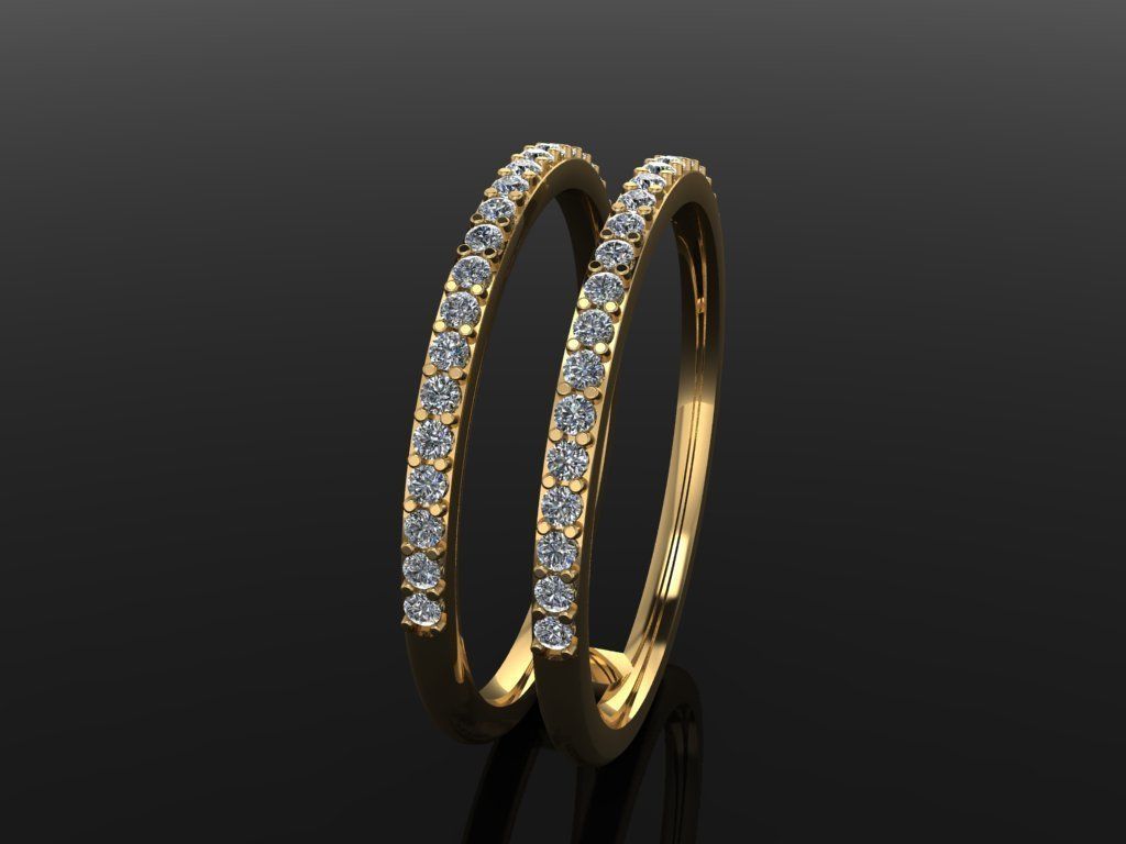 DOUBLE DIAMOND ROW BAND RING MIX SIZE 4 5 6 7 8 9 10 3D print model_4