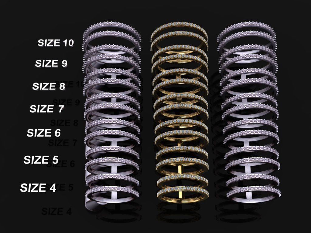 DOUBLE DIAMOND ROW BAND RING MIX SIZE 4 5 6 7 8 9 10 3D print model_1
