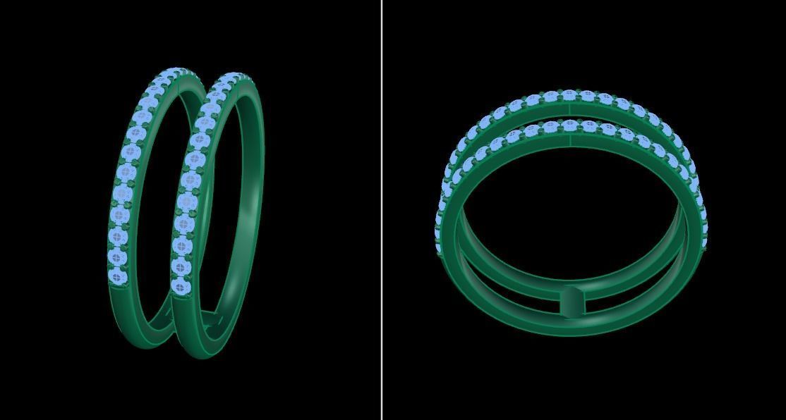 DOUBLE DIAMOND ROW BAND RING MIX SIZE 4 5 6 7 8 9 10 3D print model_17