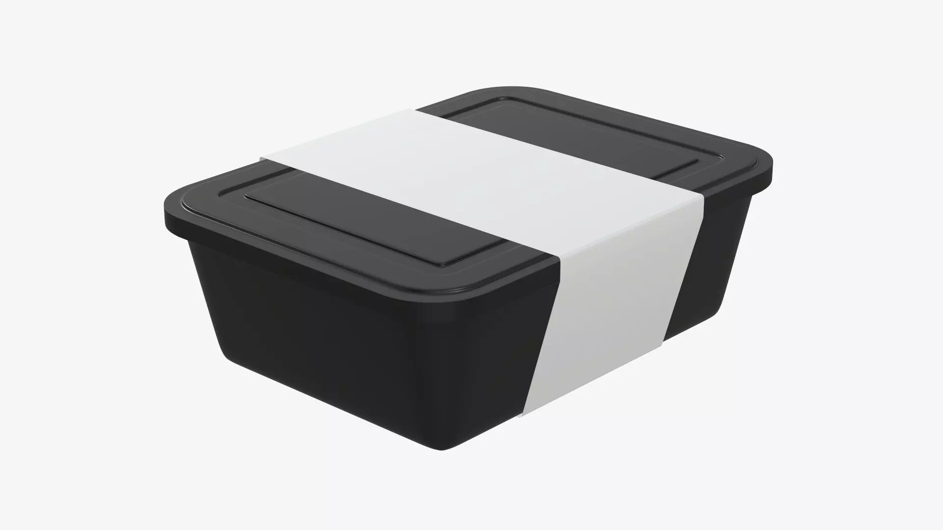 Plastic food container tray box with label mockup 06 3D model_0