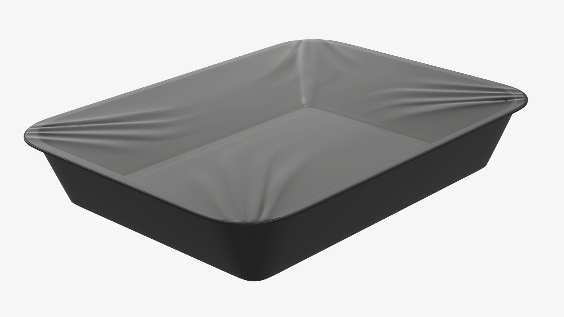 Plastic food container tray box with label mockup 07 3D model_2