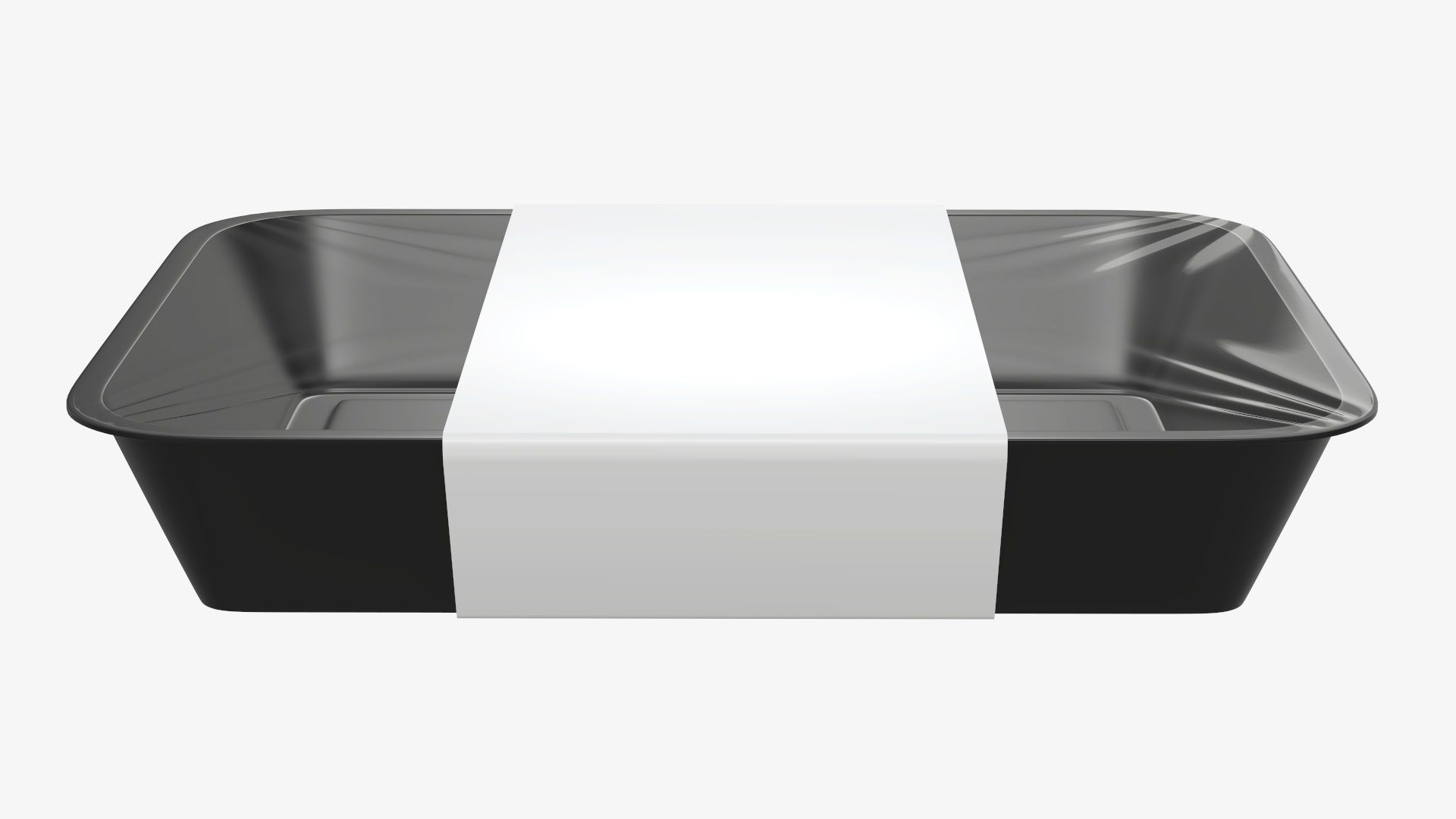 Plastic food container tray box with label mockup 07 3D model_4