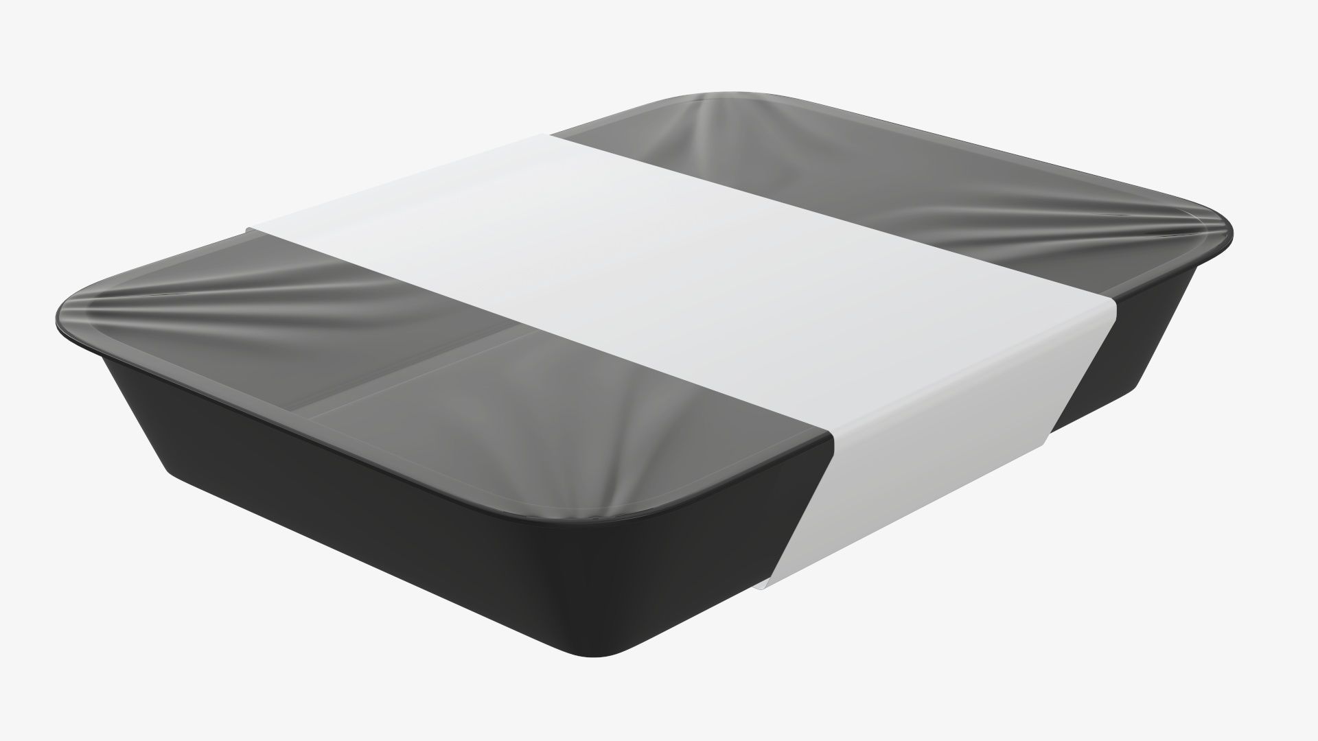 Plastic food container tray box with label mockup 07 3D model_1