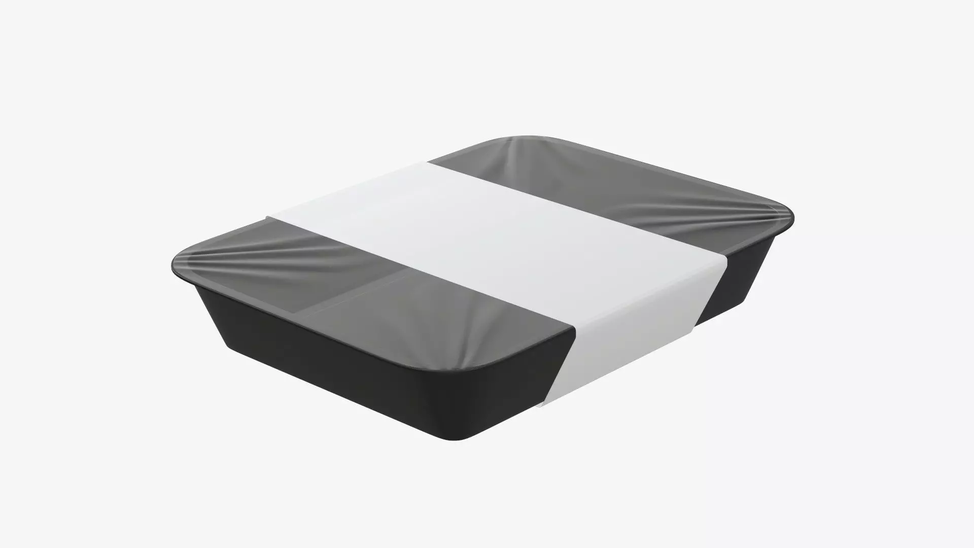 Plastic food container tray box with label mockup 07 3D model_0