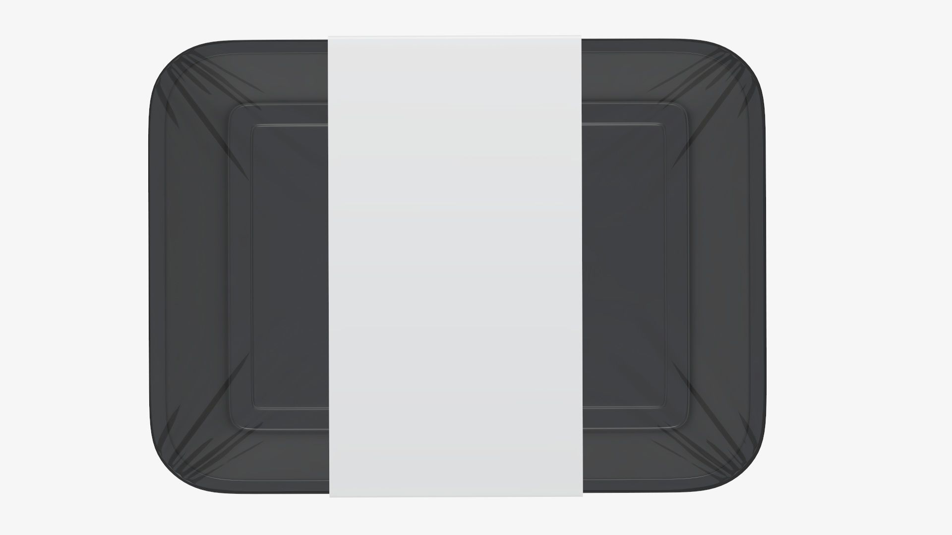 Plastic food container tray box with label mockup 08 3D model_7