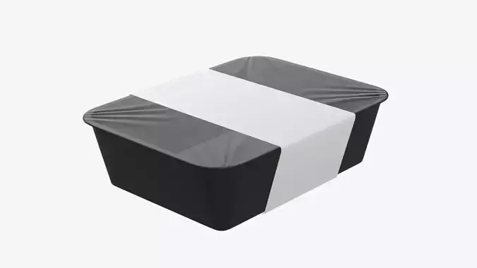 Plastic food container tray box with label mockup 08