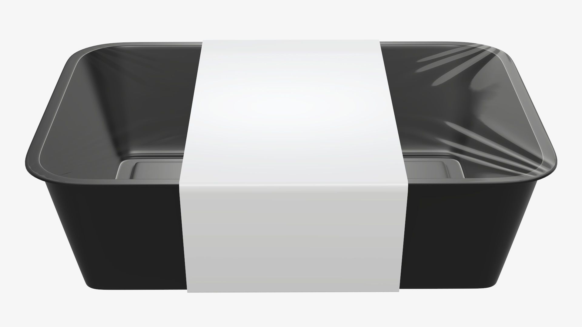 Plastic food container tray box with label mockup 08 3D model_4