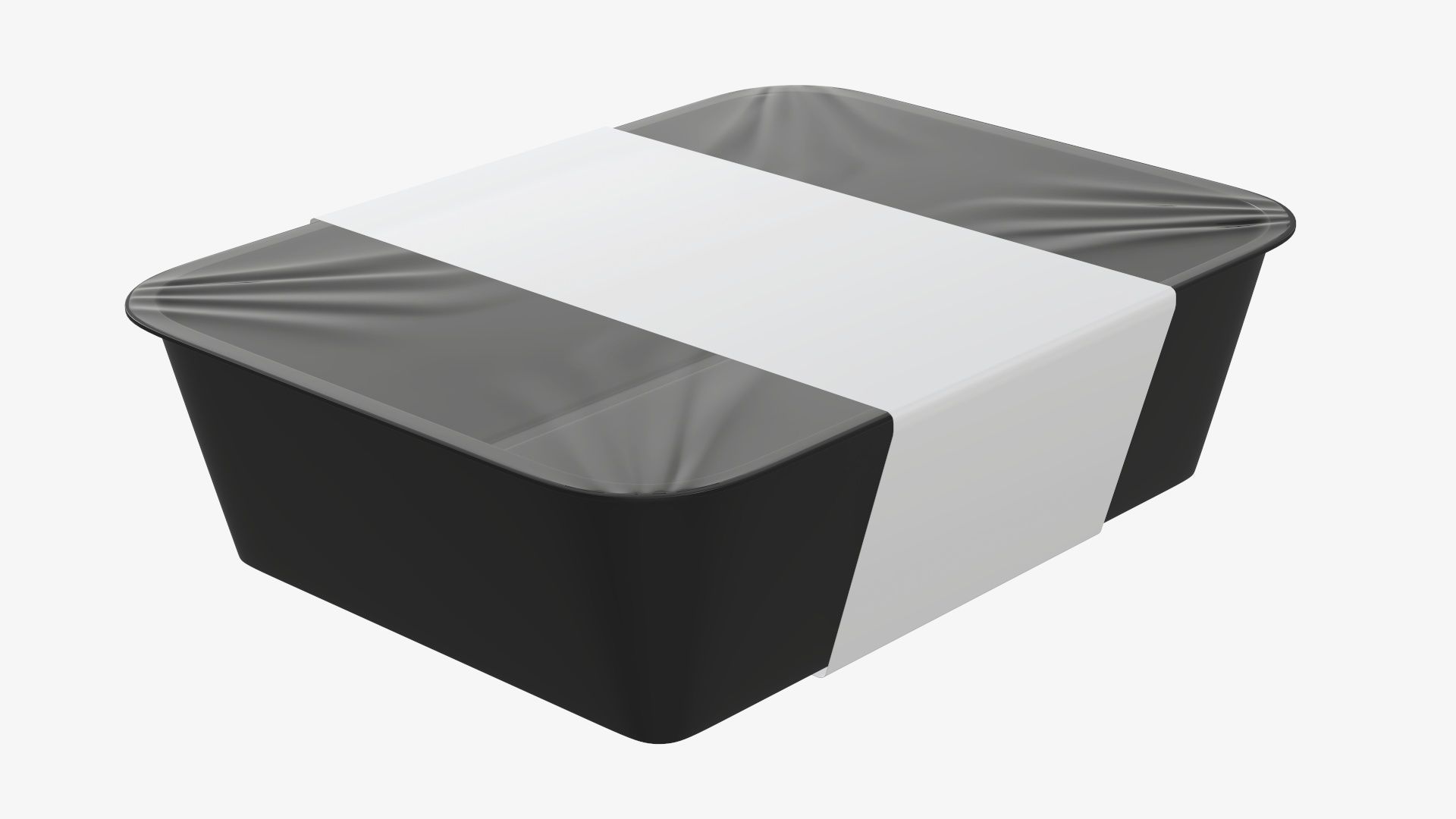 Plastic food container tray box with label mockup 08 3D model_1