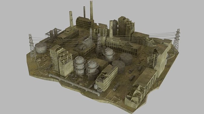 Ruined Factory And Suburbs 3D model