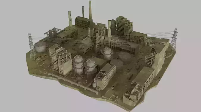 Ruined Factory And Suburbs 3D model