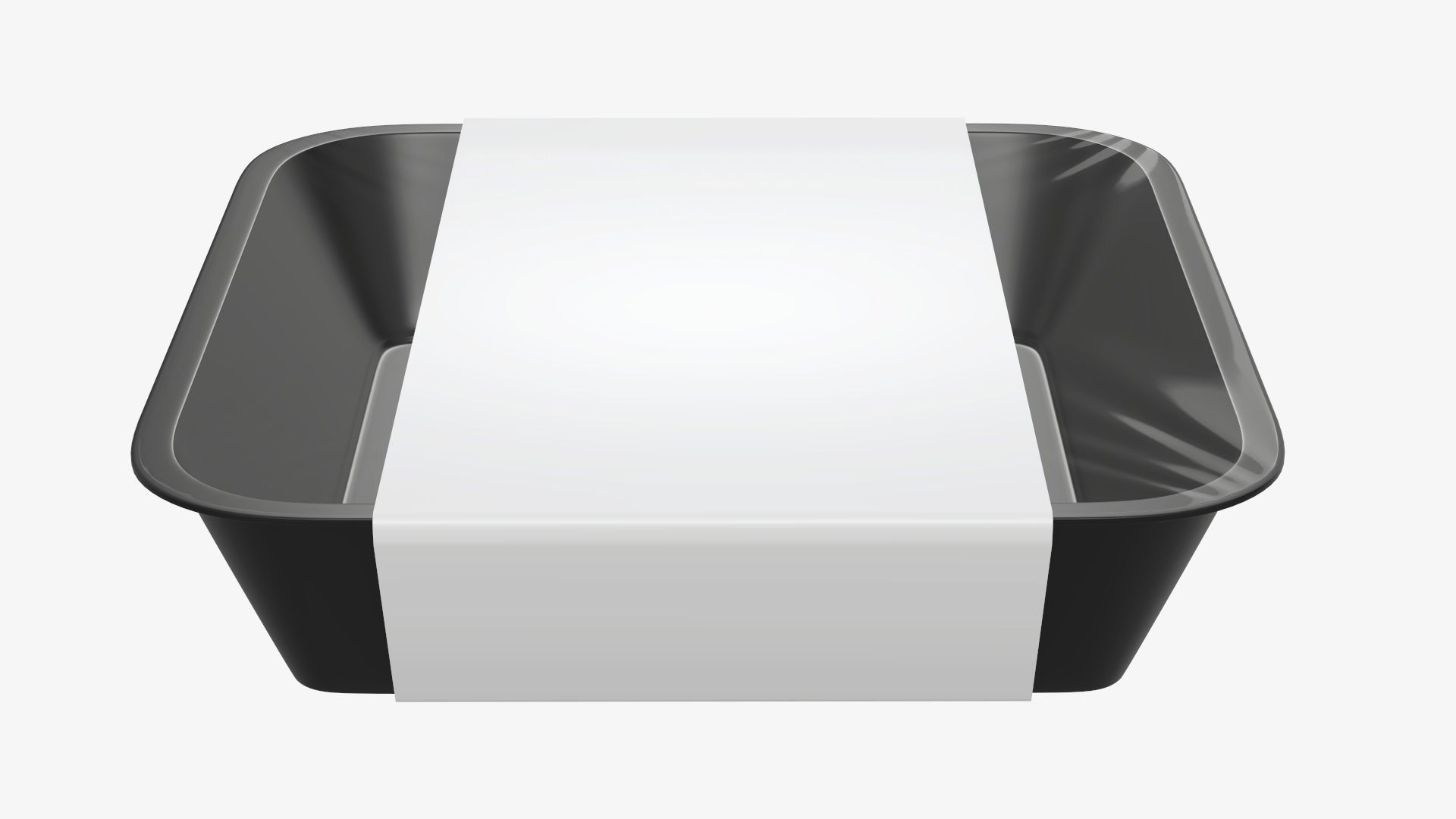 Plastic food container tray box with label mockup 09 3D model_4