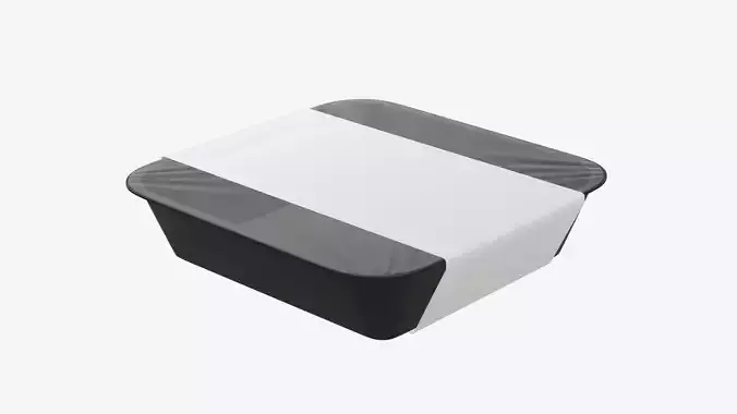 Plastic food container tray box with label mockup 09