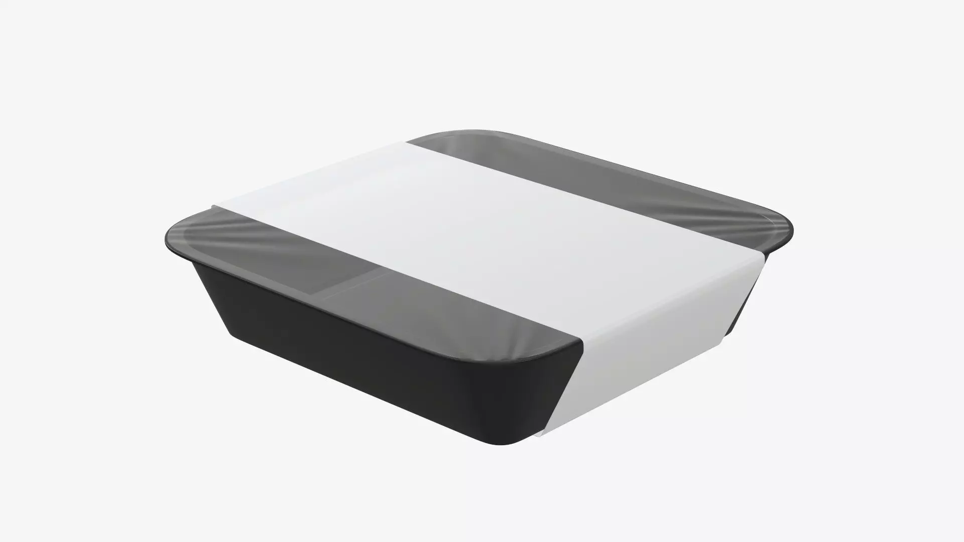 Plastic food container tray box with label mockup 09 3D model_0