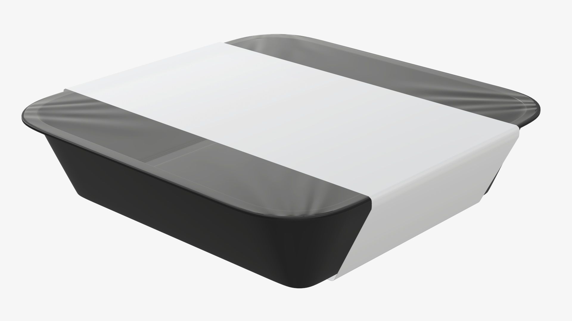 Plastic food container tray box with label mockup 09 3D model_1