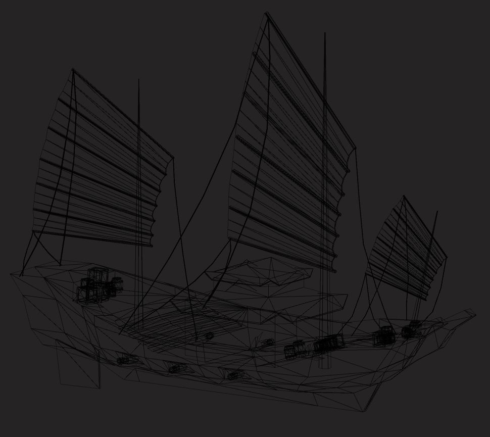 Old Asian Sea Ship Low-poly 3D model_5