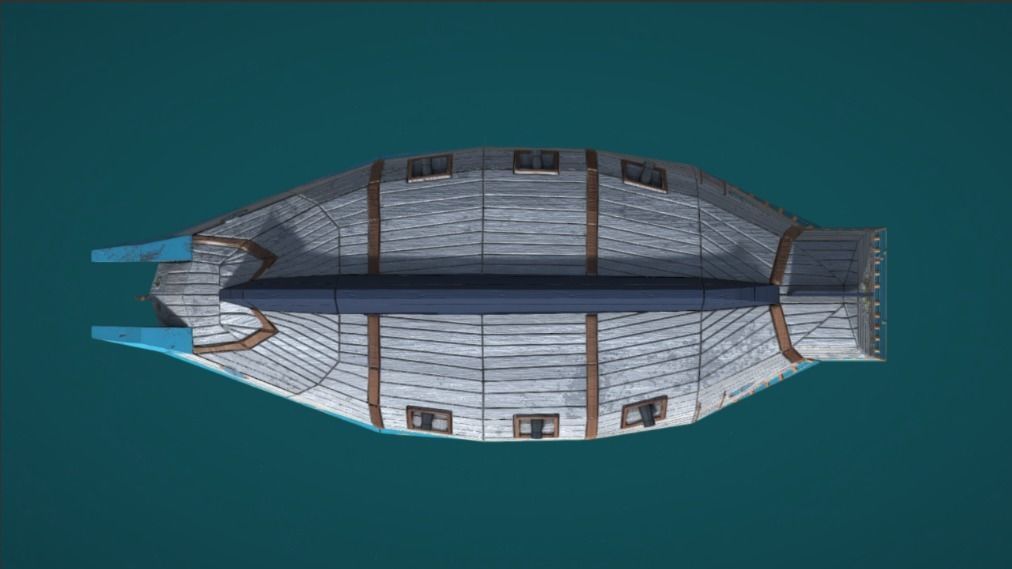 Old Asian Sea Ship Low-poly 3D model_2