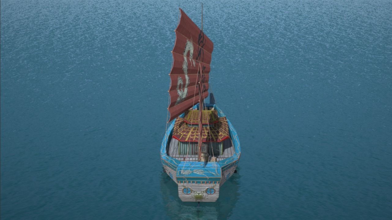 Old Asian Sea Ship Low-poly 3D model_3