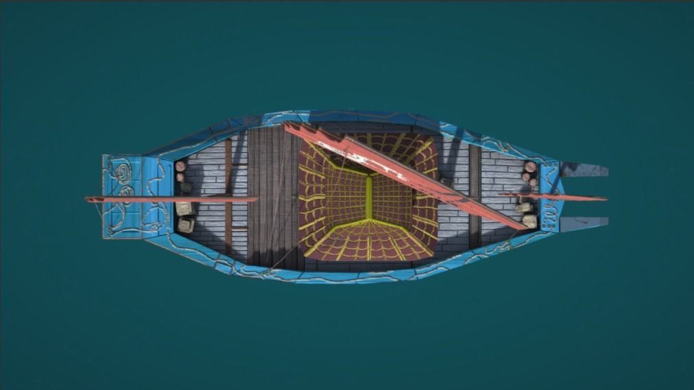 Old Asian Sea Ship Low-poly 3D model_1