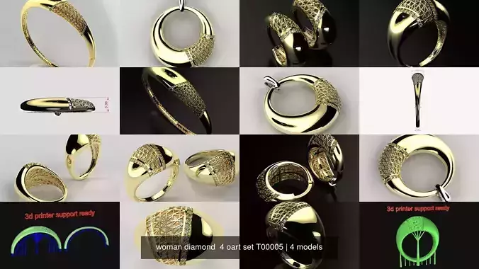 woman diamond  4 oart set T00005 3D Model Collection