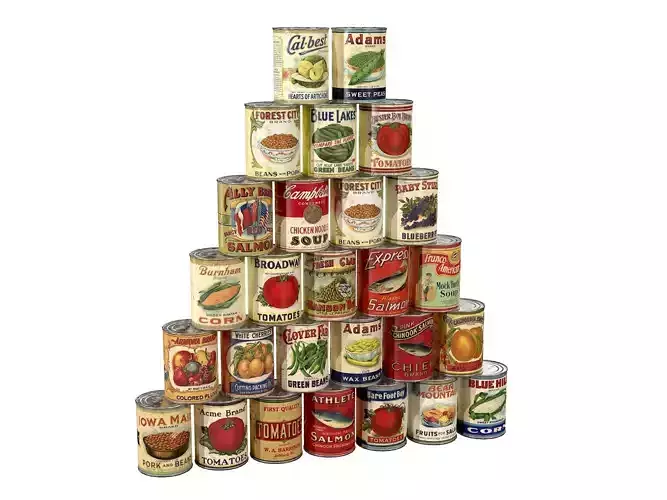 Retro Canned Food  Low-poly 3D model