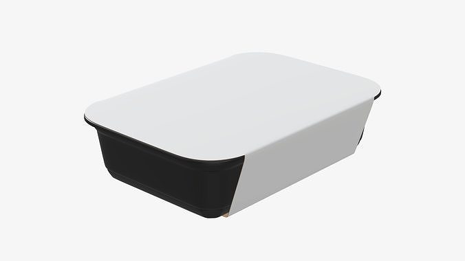 Plastic food container tray box with label mockup 16 3D model
