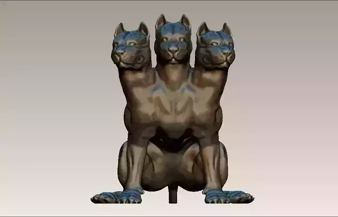 Sitting Cerberus pitbull model