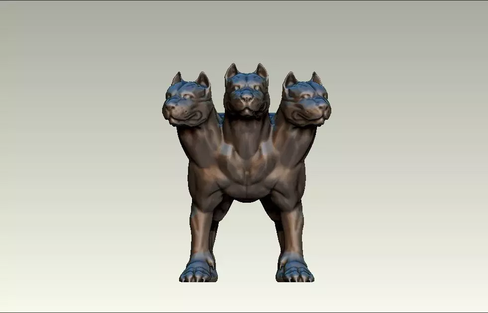 Standing cerberus pitbull model 3D print model