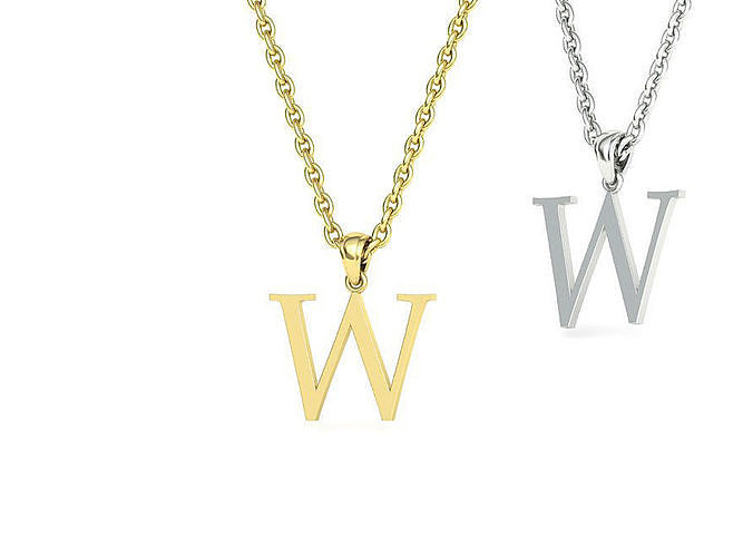 W INITIAL LETTER NECKLACE printable 3dmodel 3D print model