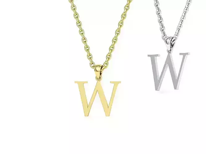 W INITIAL LETTER NECKLACE printable 3dmodel