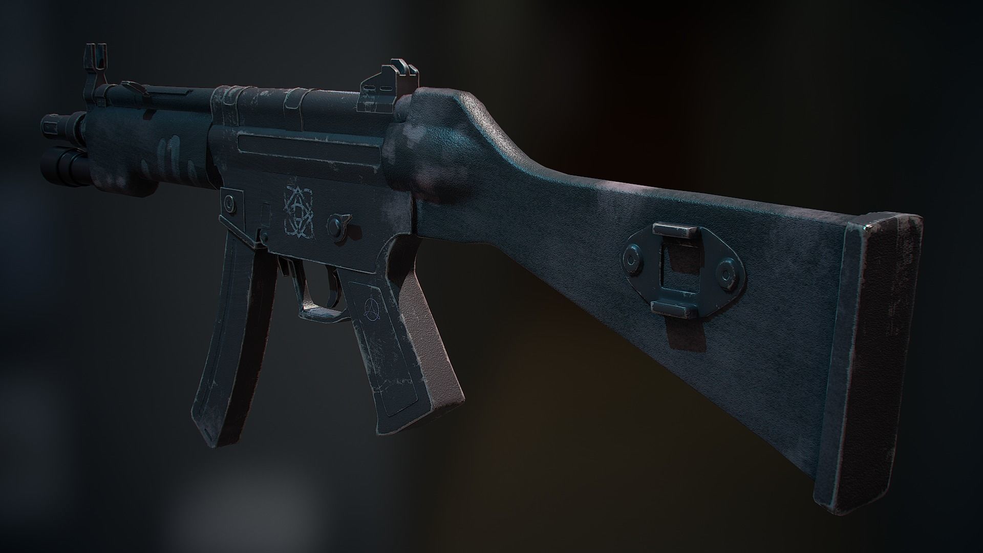 Weapon model  MP5 Low-poly 3D model_2