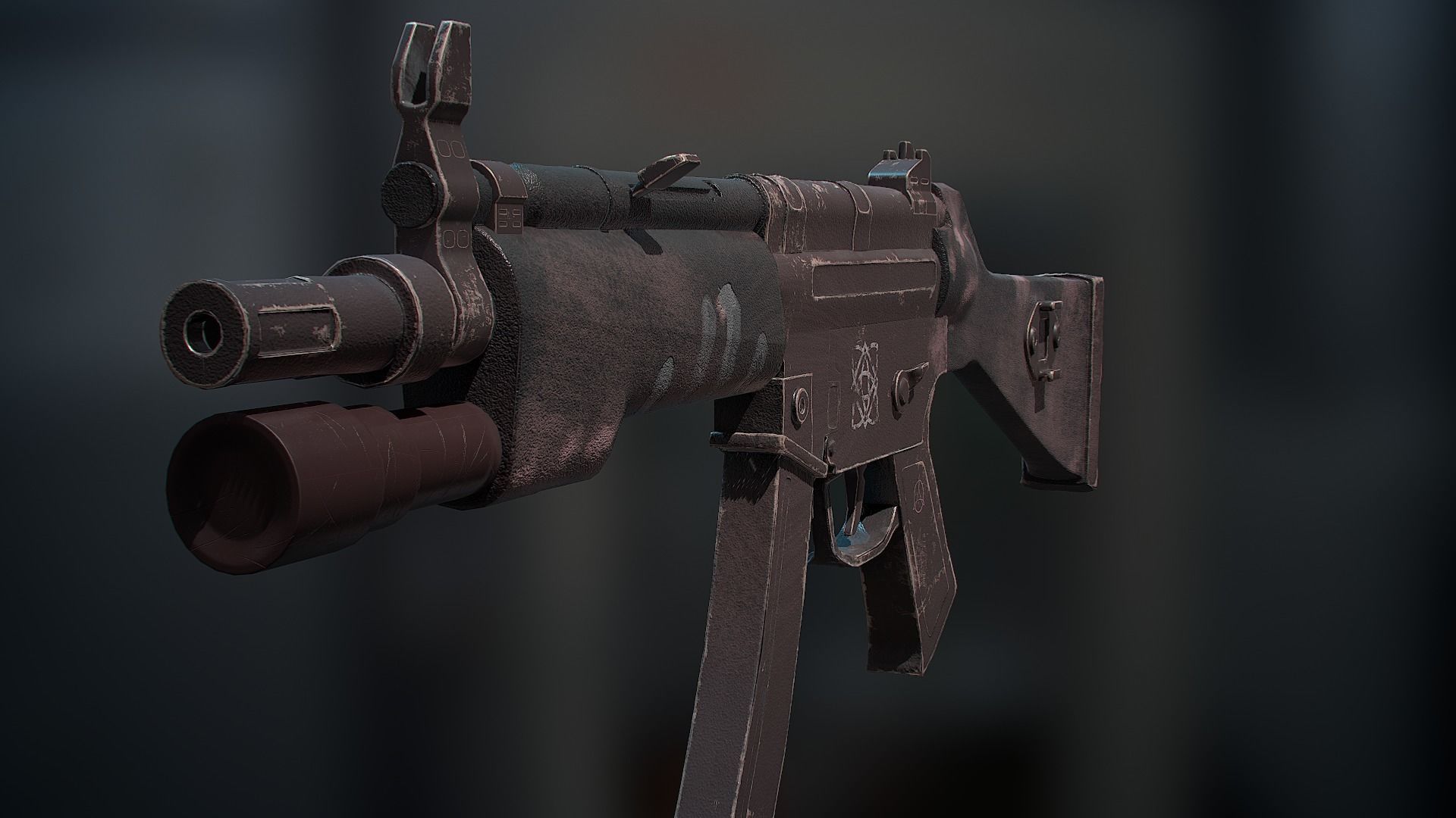 Weapon model  MP5 Low-poly 3D model_6